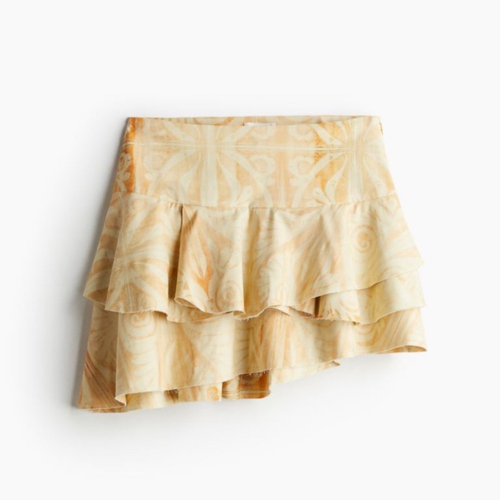 Printed tiered mini skirt